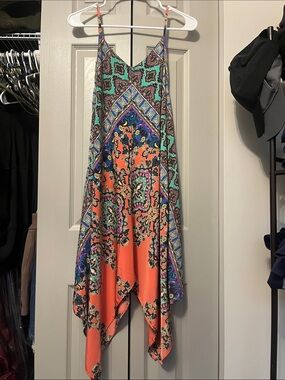 Lord & Taylor Turquoise Coral Paisley Sleeveless Dress